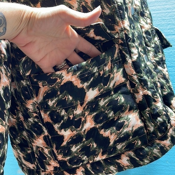 Rachel Comey Quilted Cropped Jacket Leopard Crayon Print Recycled Fabric Large - Picture 6 of 12